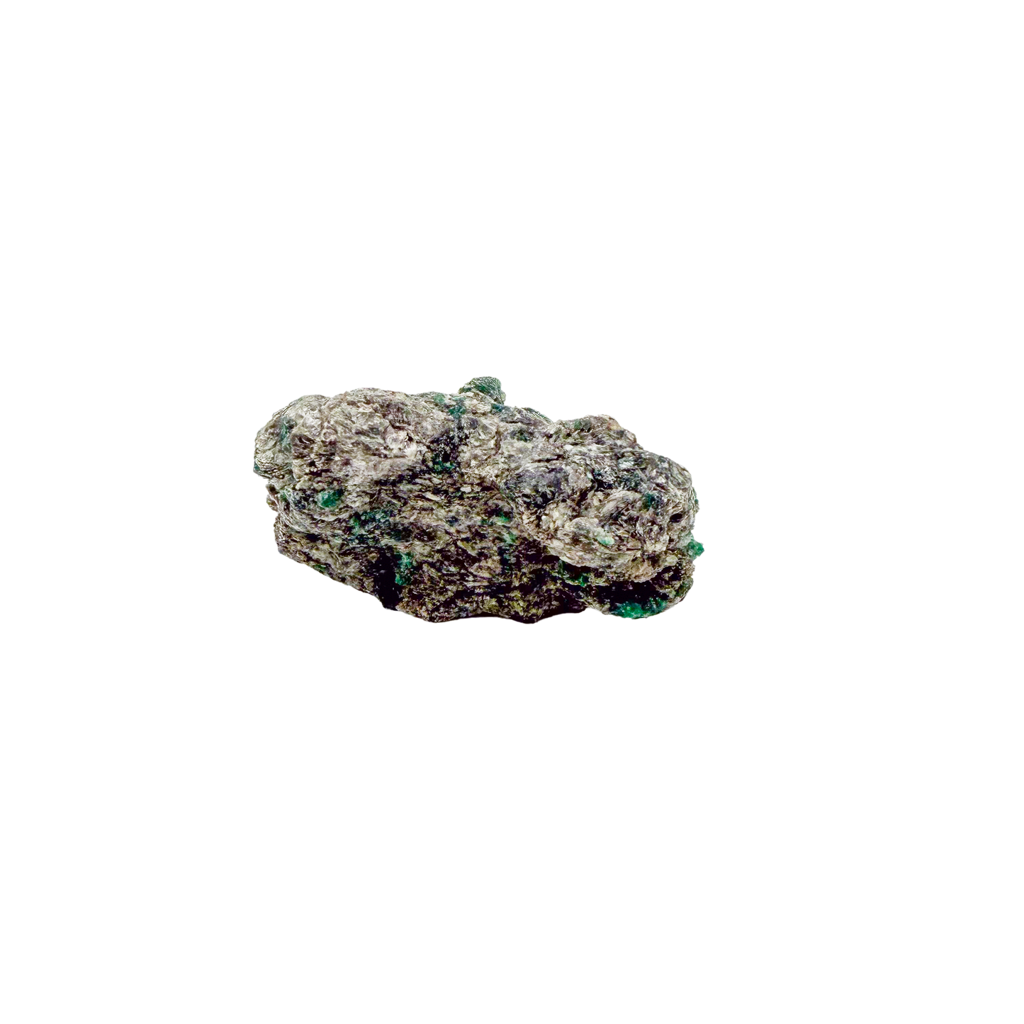 Raw emerald in matrix, detail of green crystal seams