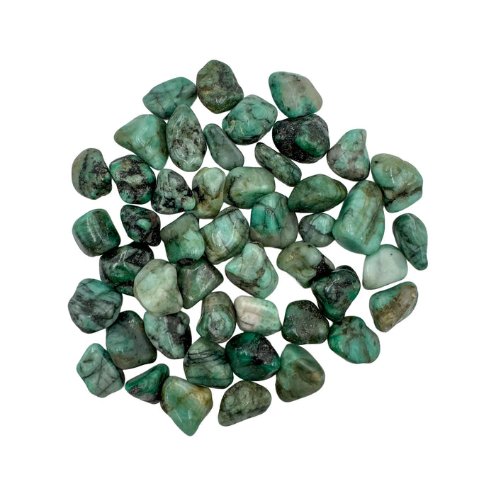 Tumbled Emerald Crystals traditionally associated with Abundance, Emotional Healing & Healing — green polished, AA grade Brazil-sourced