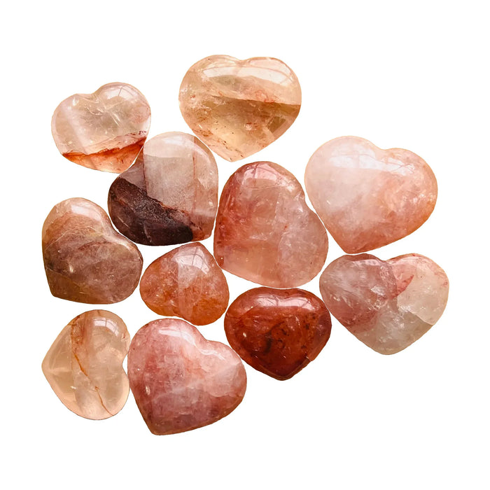 Polished Fire Quartz Hearts traditionally associated with Confidence, Energy & Focus — brown polished, AA grade Madagascar-sourced