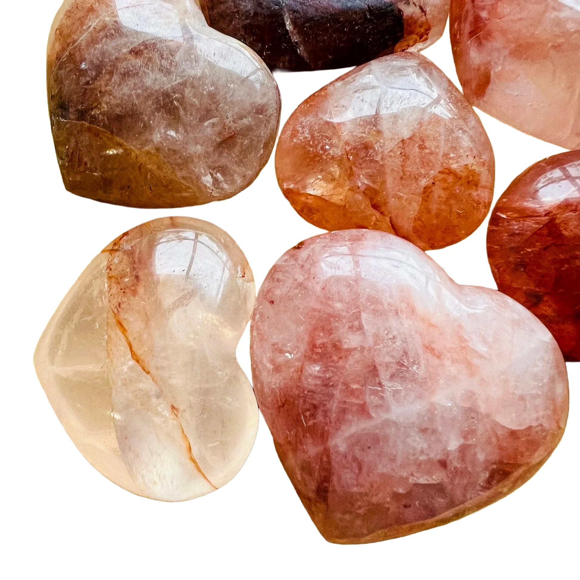 Alternate angle of red Fire Quartz polished heart, worked with for Grounding.