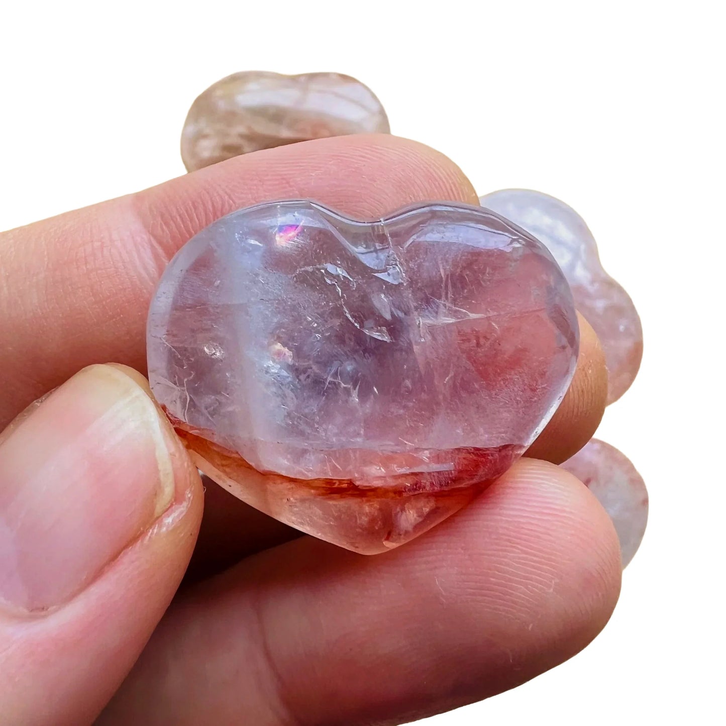 Back view of Grade AA Fire Quartz heart showing natural surface