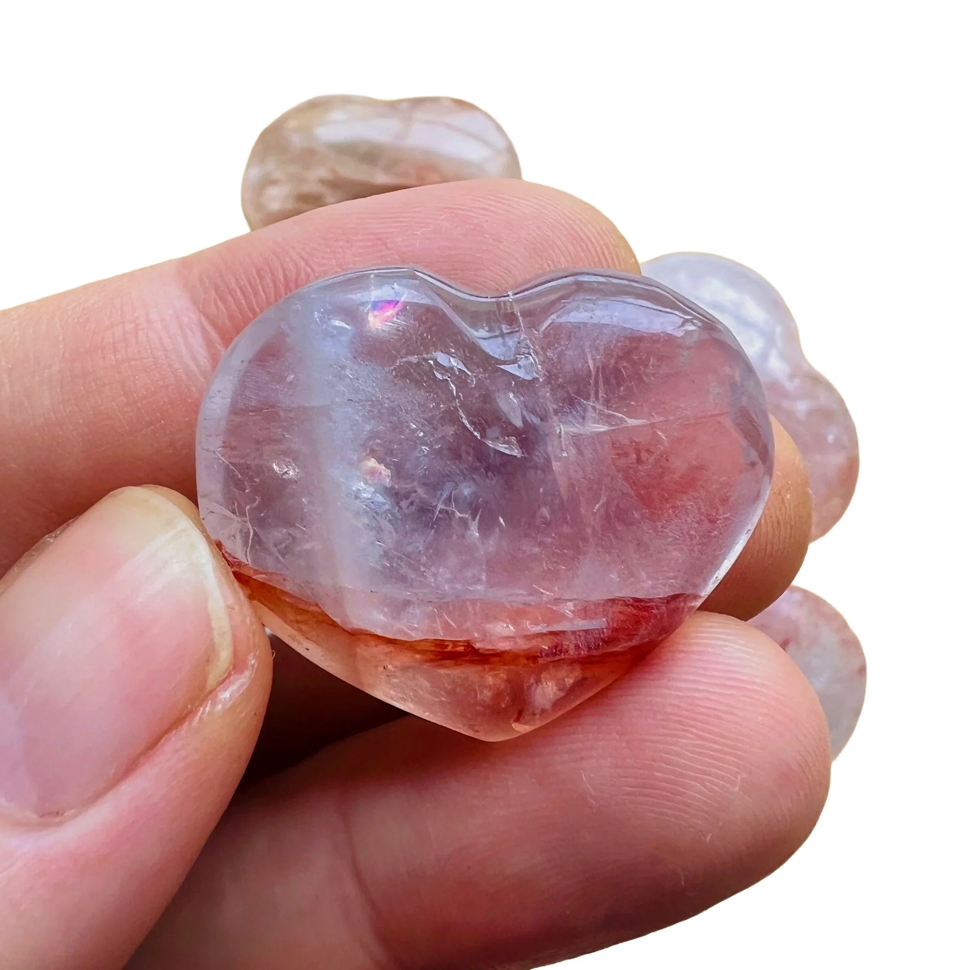 Back view of Grade AA Fire Quartz heart showing natural surface