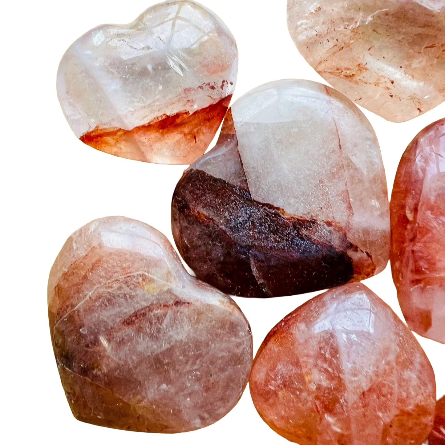 Full profile of Grade AA Fire Quartz heart ready to ship from Beyond Bohemian