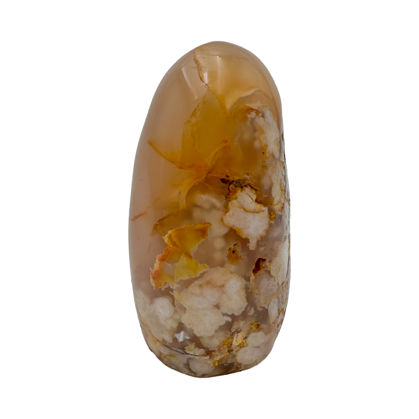 Side profile of Flower Agate freeform from Madagascar