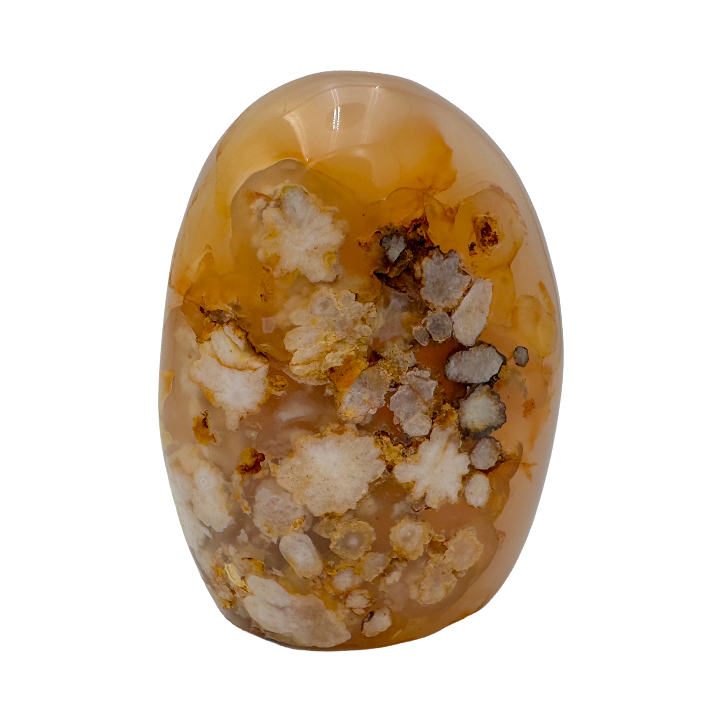 Top view of Flower Agate freeform from Madagascar