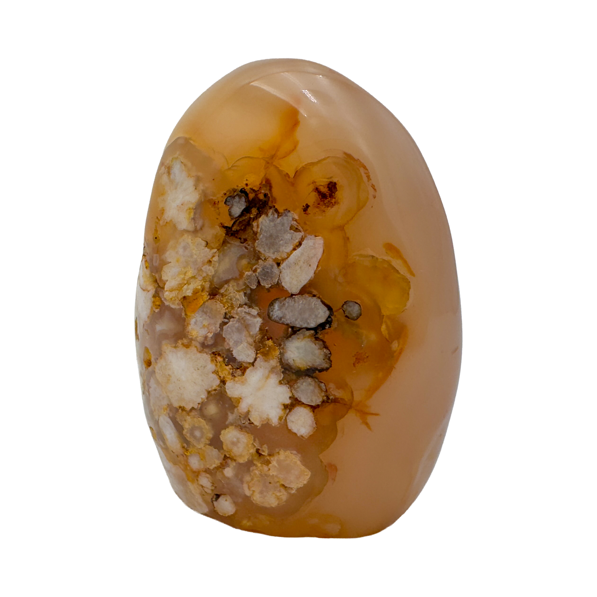 Back view of Flower Agate freeform from Madagascar