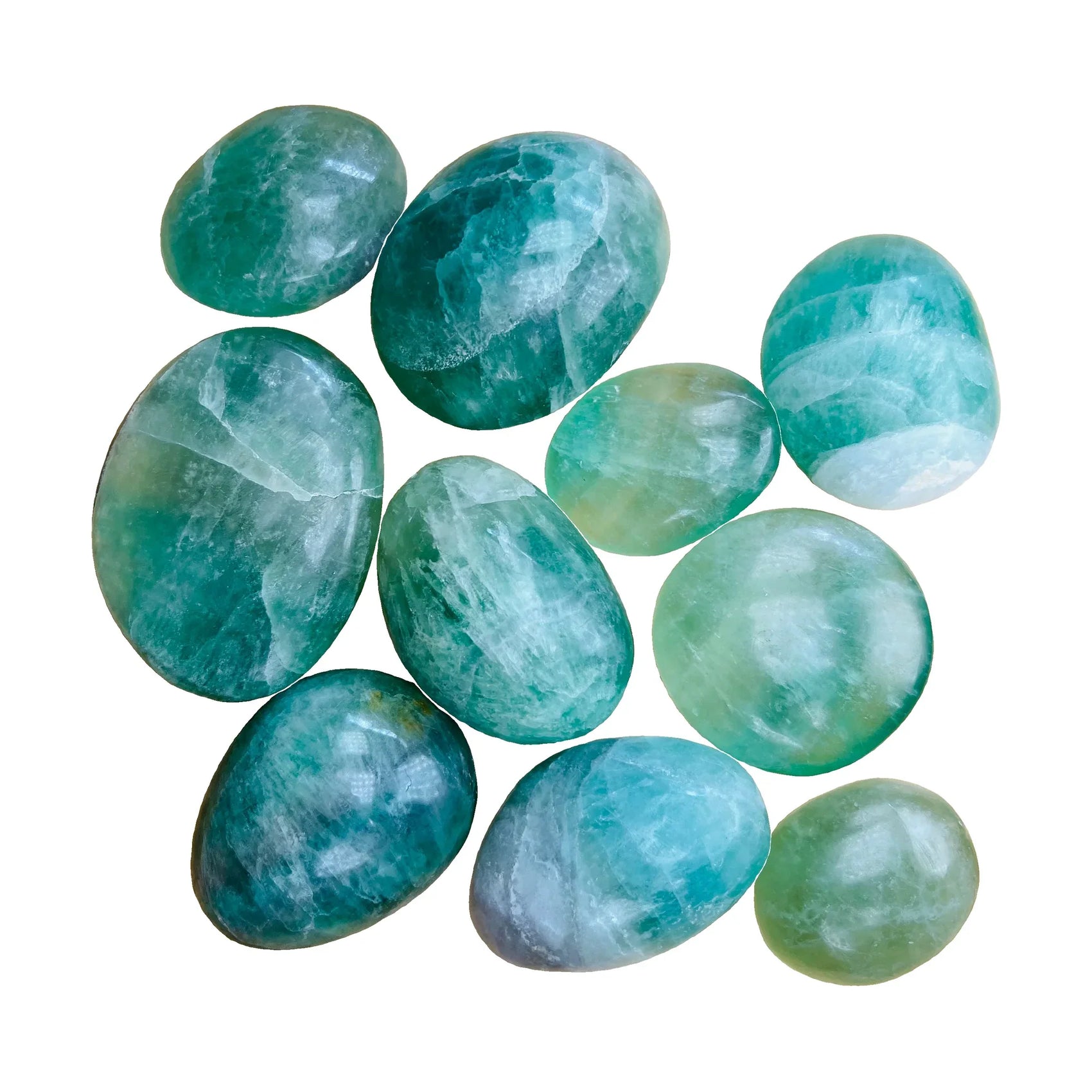 Fluorite Palm Stones for Cleansing, Focus & Intuition — beginner-friendly clear smooth polished, A grade Madagascar-sourced