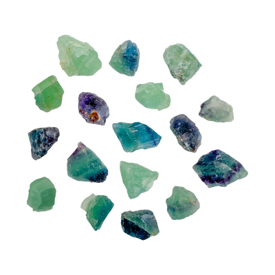 Fluorite raw stones, Grade AA, banded purple, green and clear, from Minas Gerais, Brazil