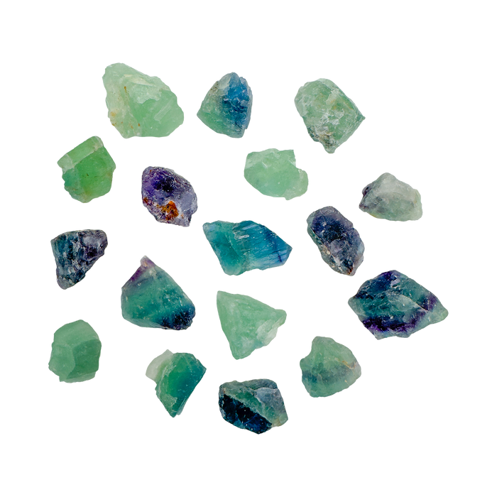 Fluorite raw stones, Grade AA, banded purple, green and clear, from Minas Gerais, Brazil