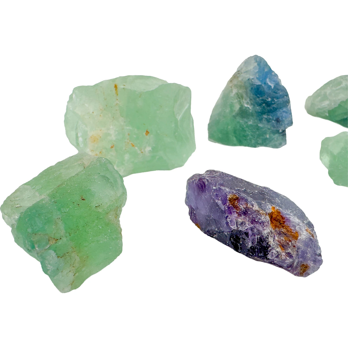 Natural Fluorite rough with clear, green and purple sections, from Minas Gerais, Brazil