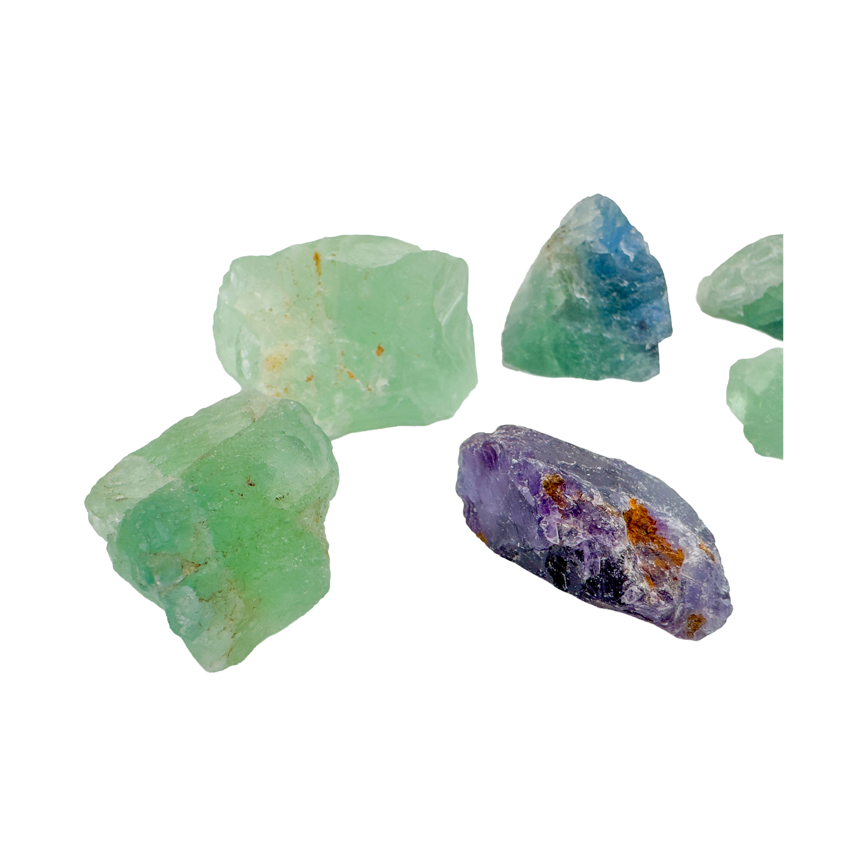 Natural Fluorite rough with clear, green and purple sections, from Minas Gerais, Brazil