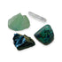 Focus Crystal Kit: fluorite, clear quartz point, azurite and black onyx, shown together on white