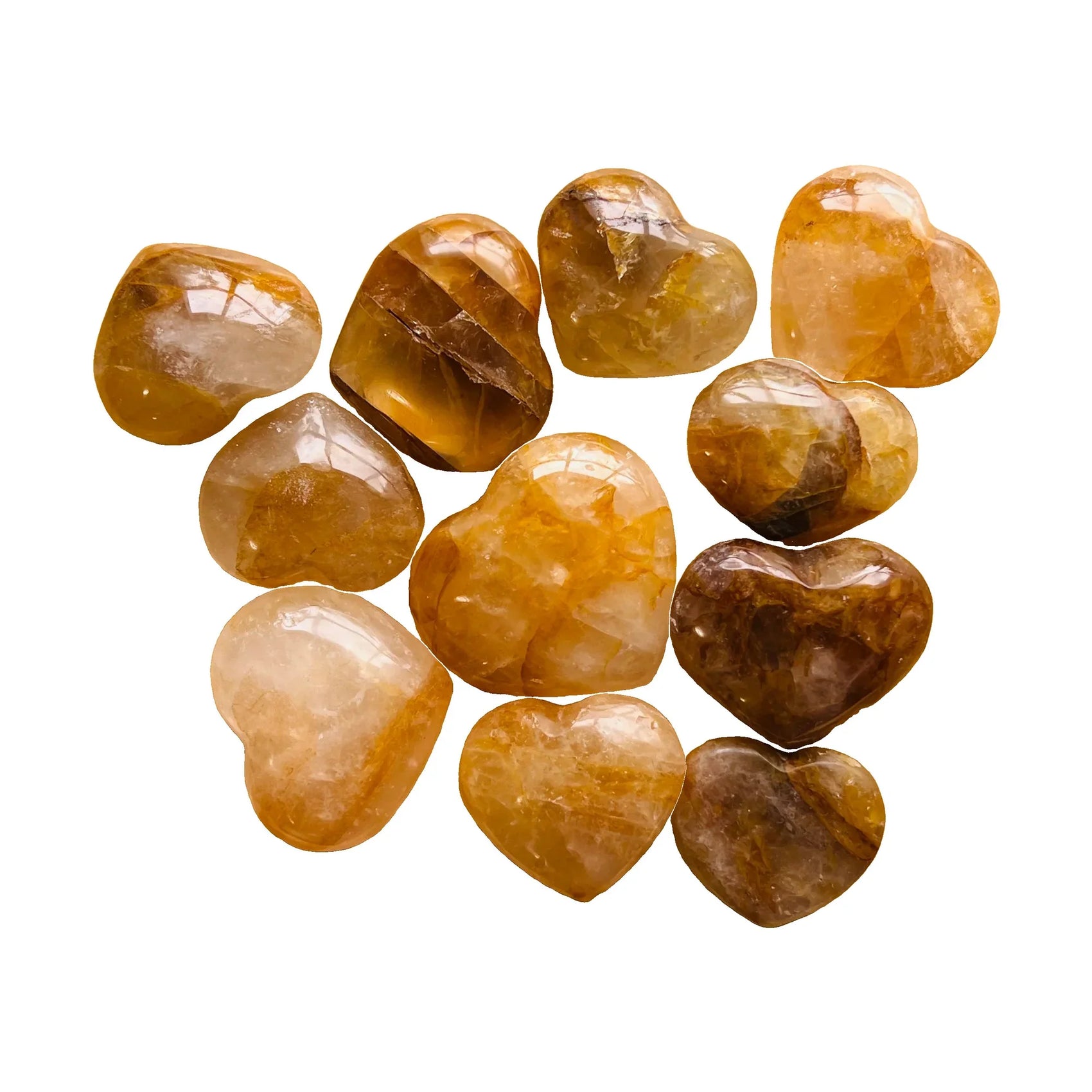 Polished Golden Healer Hearts to support Cleansing, Healing & Manifestation — clear polished, AA grade from Madagascar