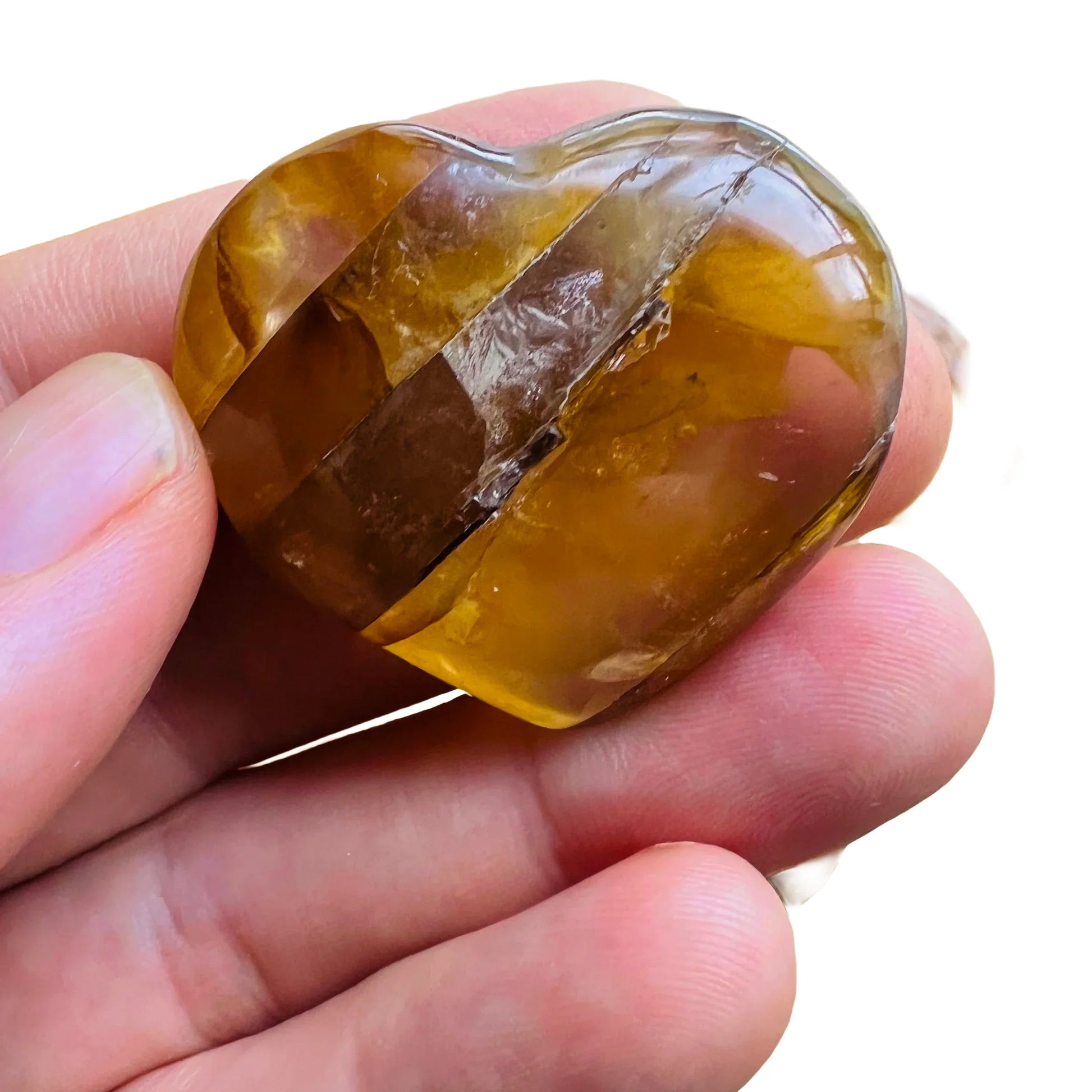 Back view of Grade AA Golden Healer heart showing natural surface