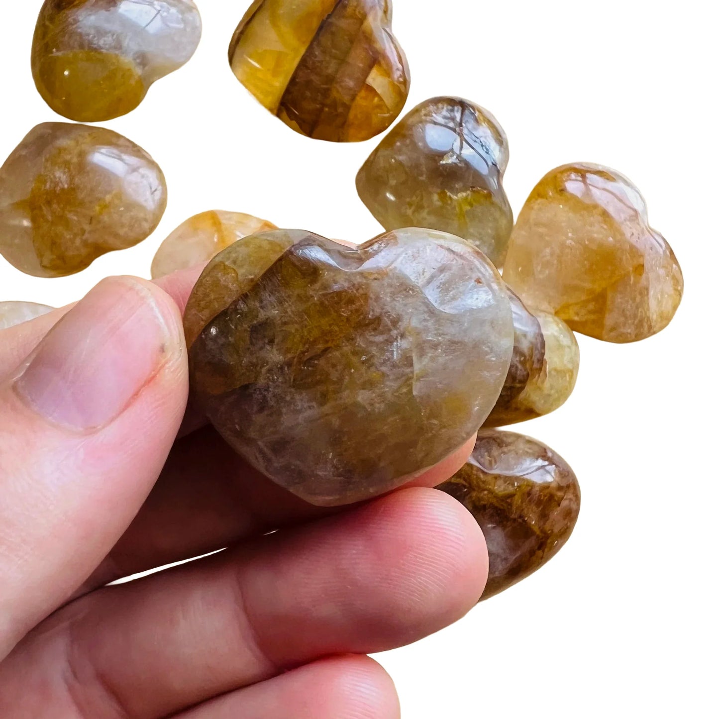 Full profile of Grade AA Golden Healer heart ready to ship from Beyond Bohemian