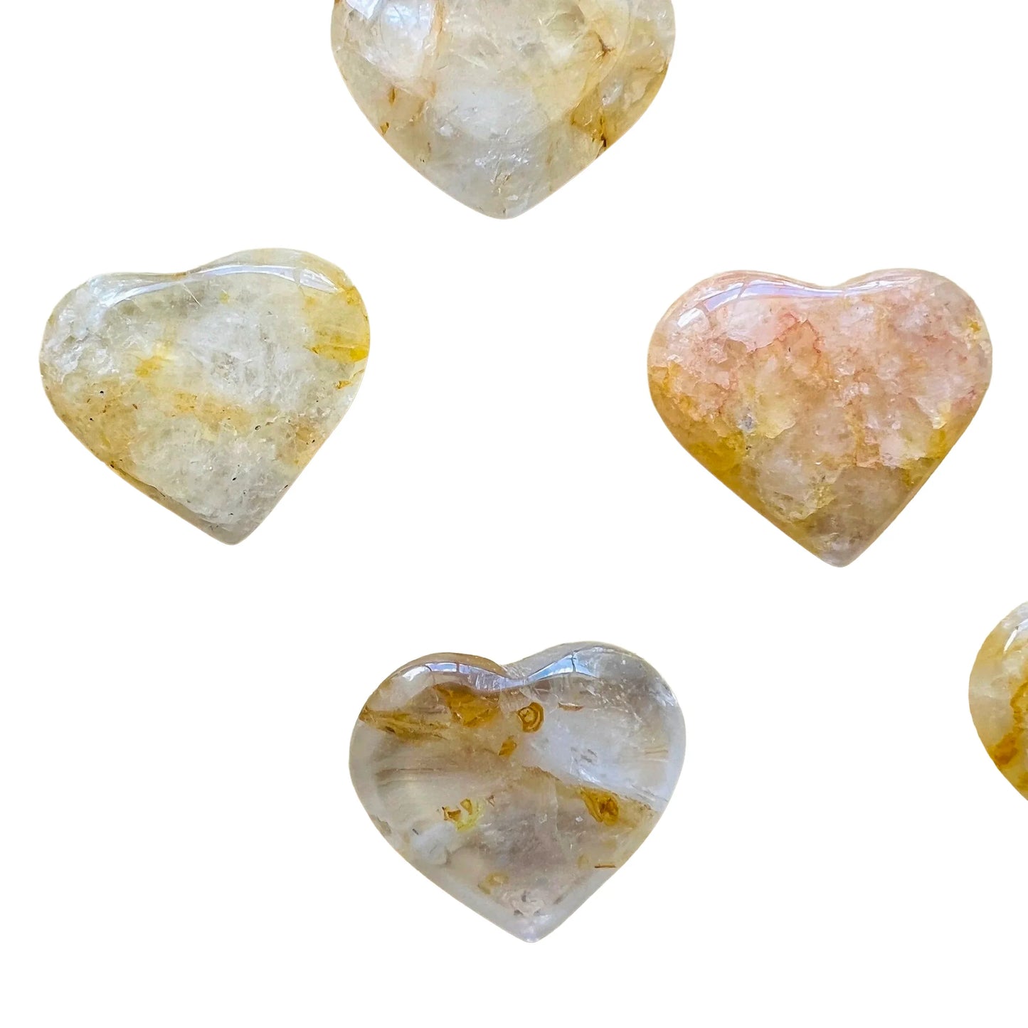 Back view of Golden Healer polished heart, turned to for Healing, from Minas Gerais, Brazil.