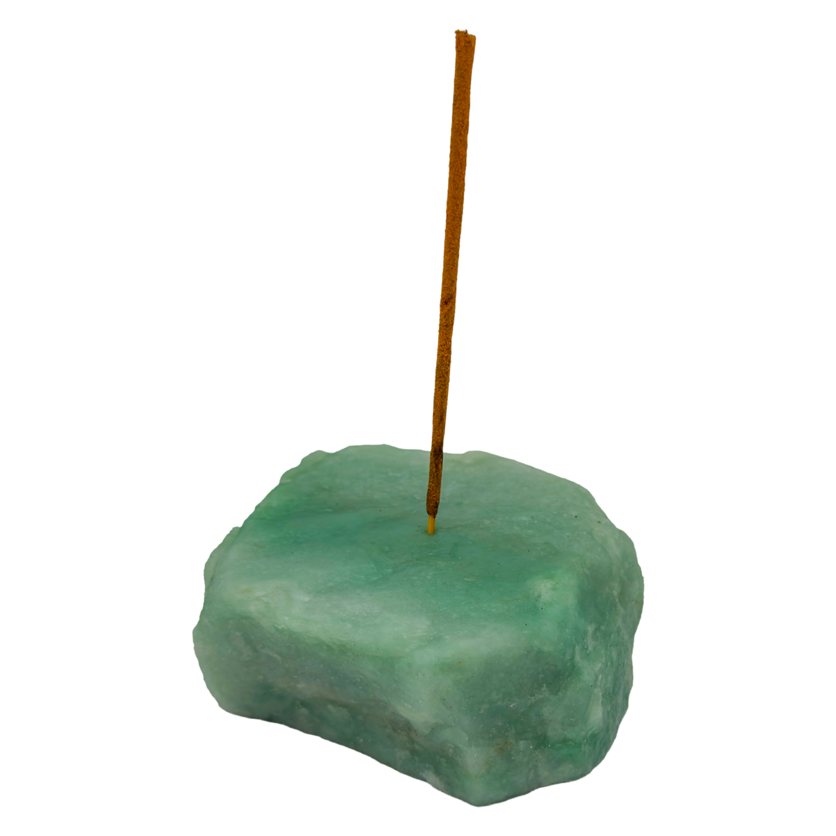 Polished Green Aventurine incense holder from Brazil, alternate view