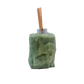 Green aventurine reed oil diffuser from Brazil, sage green stone block with chrome collar and reeds
