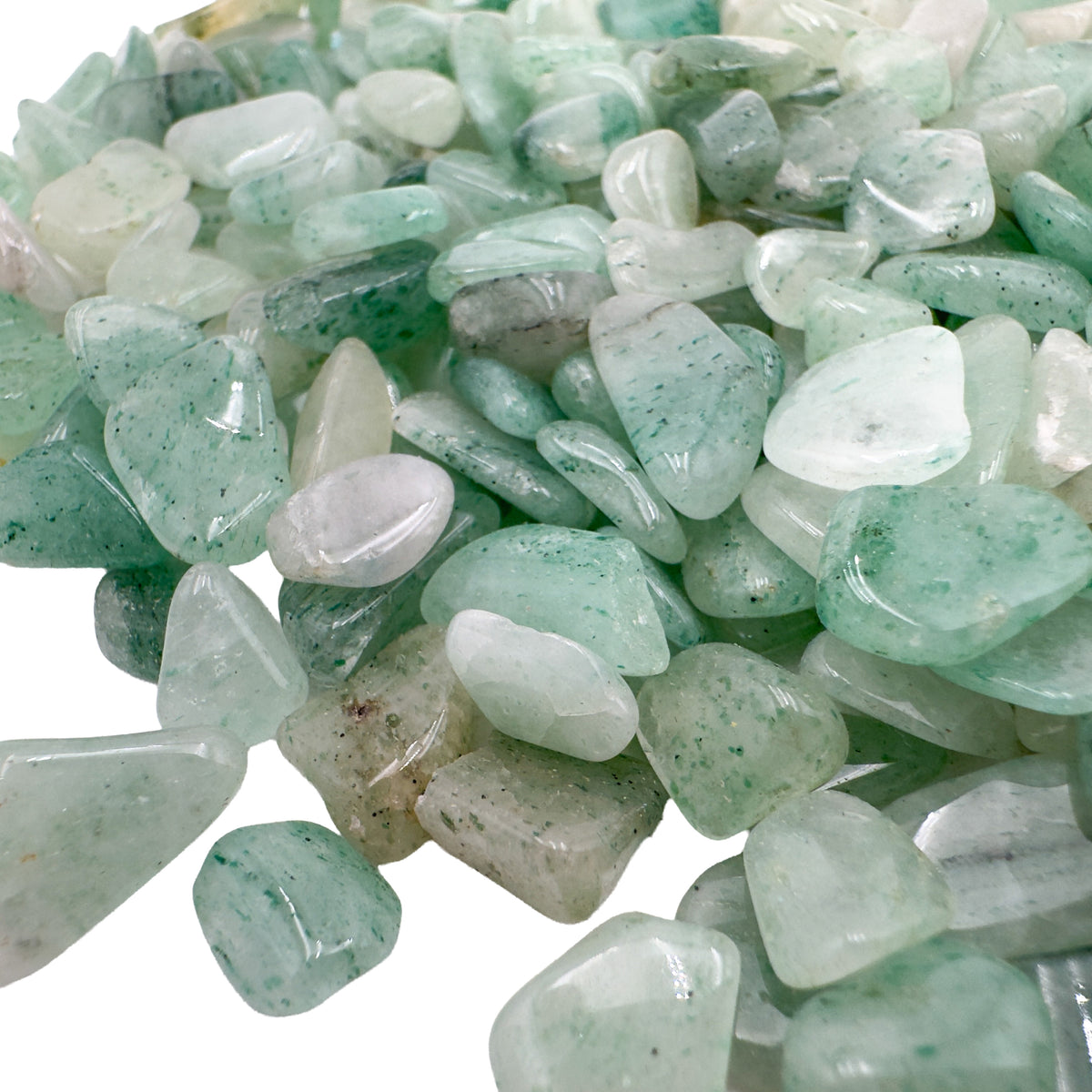 Green Aventurine crystal chips, 0.25 to 0.50 inch, from Mashonaland West, Zimbabwe