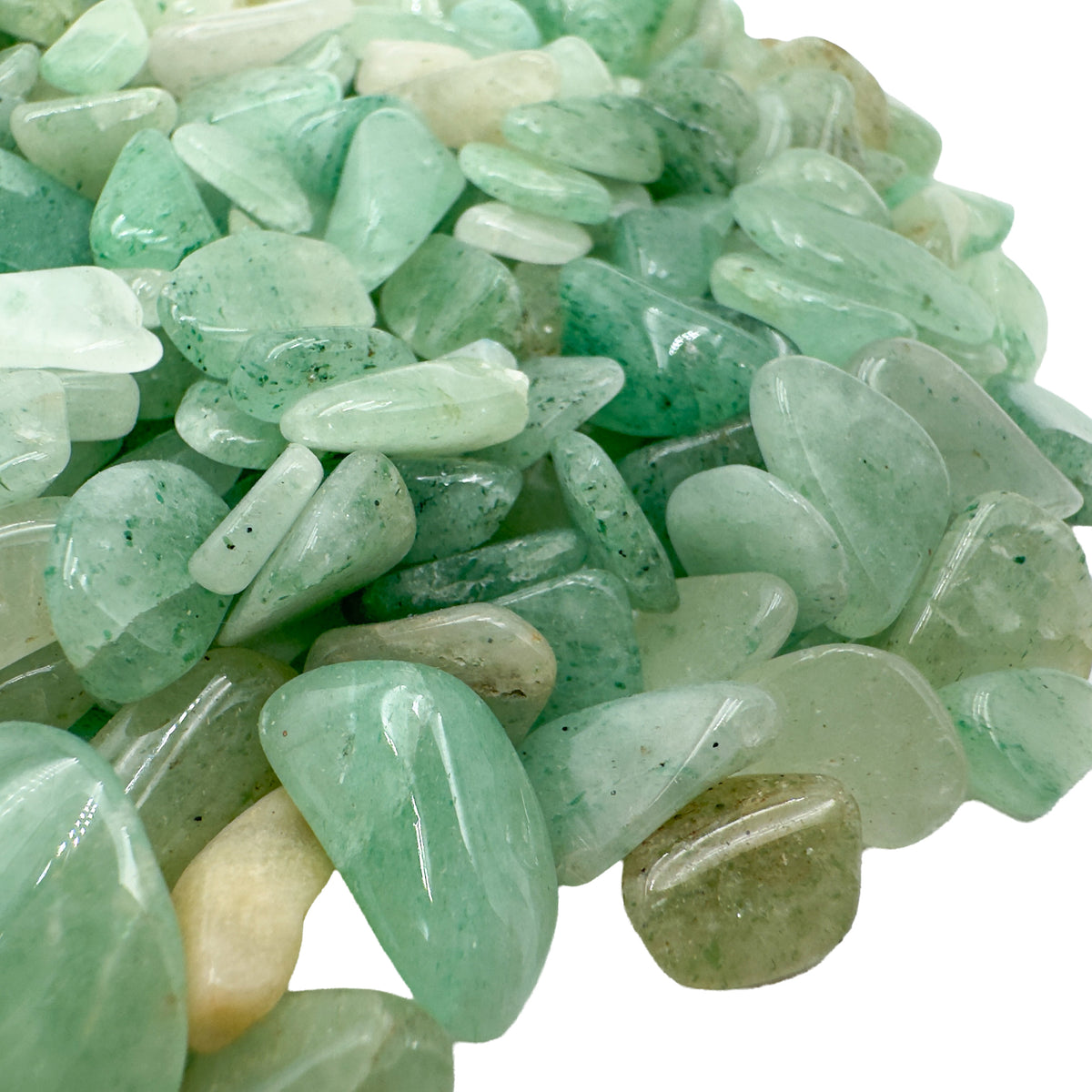 Green Aventurine polished chips, quartz family, from Mashonaland West, Zimbabwe