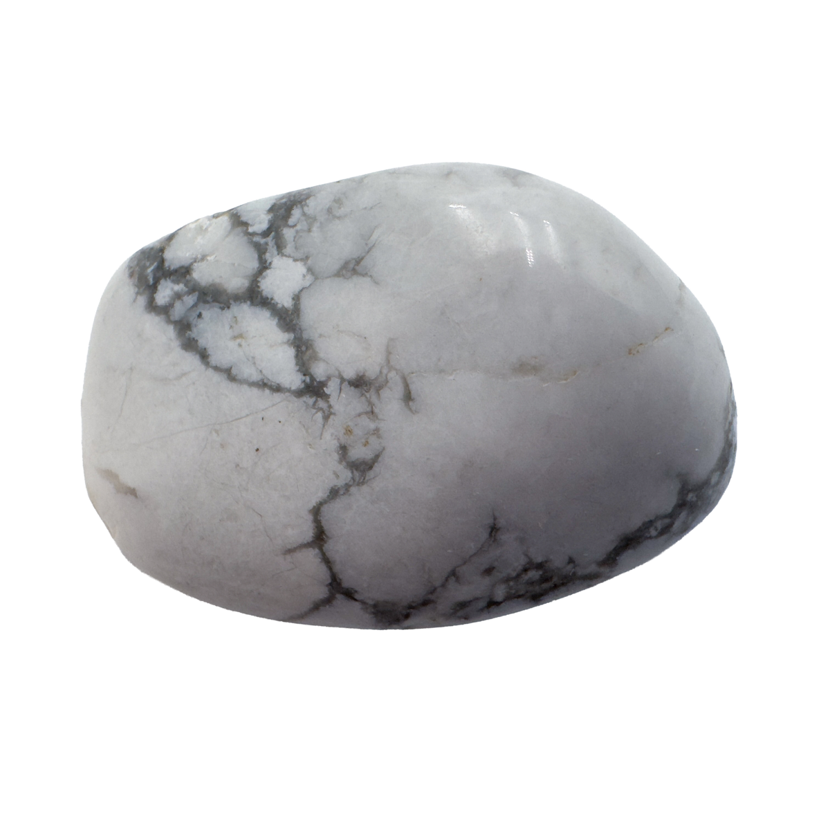 Detail view of AA Grade Howlite tumbled stone from Zimbabwe