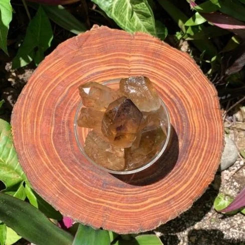 Near view of Natural Citrine raw point, showing natural sheen, sourced from Minas Gerais, Brazil.