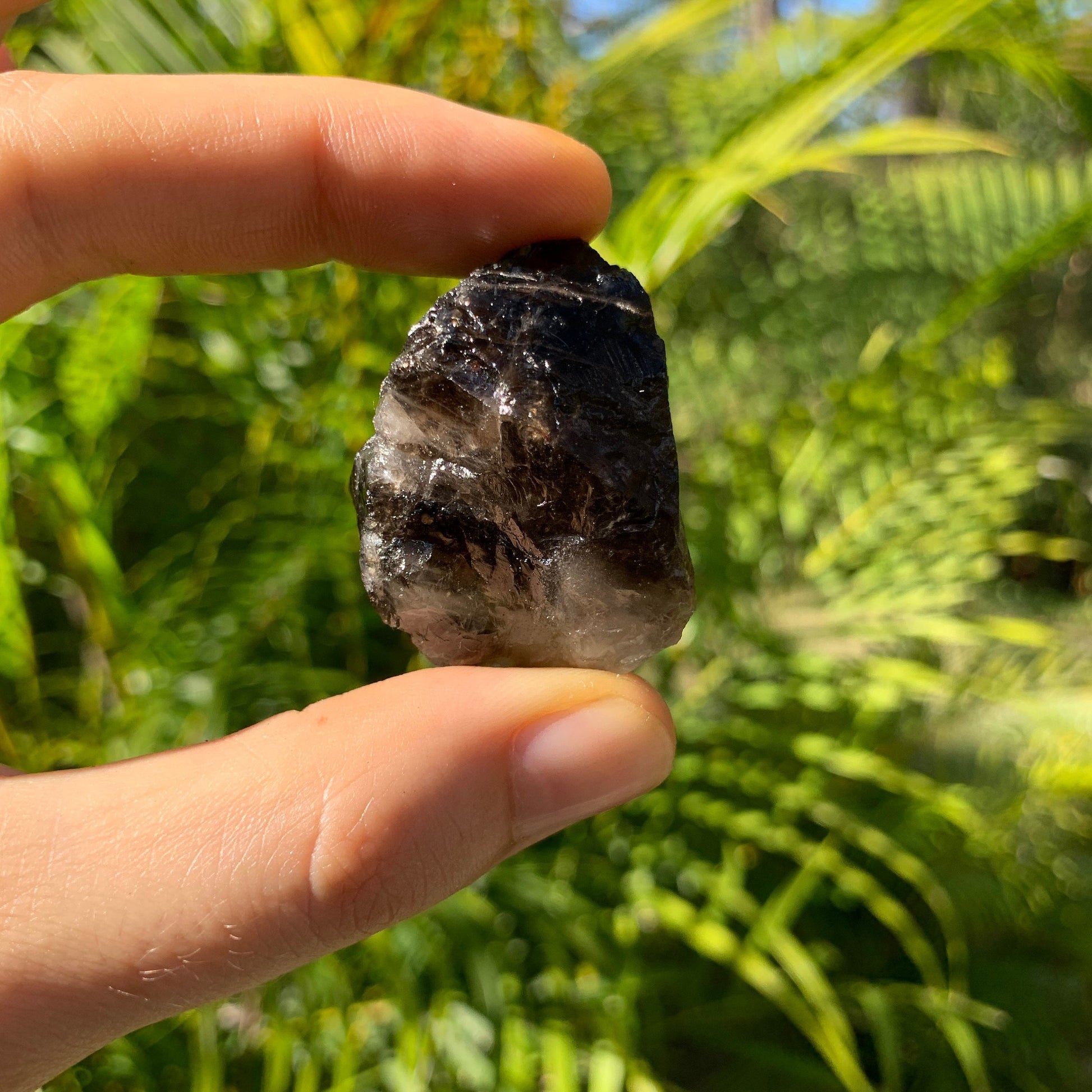 Full profile of Grade AA Smoky Quartz raw ready to ship from Beyond Bohemian