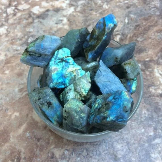 Full profile of Grade AAA Labradorite raw ready to ship from Beyond Bohemian