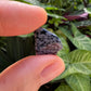 Top angle of black Snowflake Obsidian tumbled stone, kept near for Grounding and Emotional Healing.