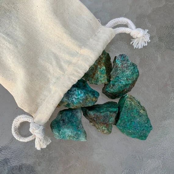 Chrysocolla raw stones from Madagascar, Blue, Green stones for Emotional Healing