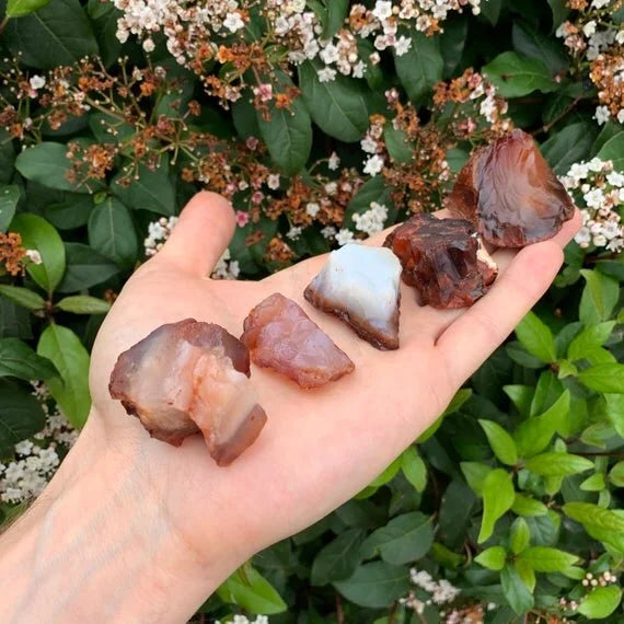 Handheld Carnelian raw stone from Madagascar for meditation, Confidence and Creativity