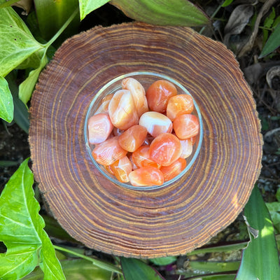 Ethically sourced Grade AA Carnelian tumbled stone from Francistown, Botswana at Beyond Bohemian