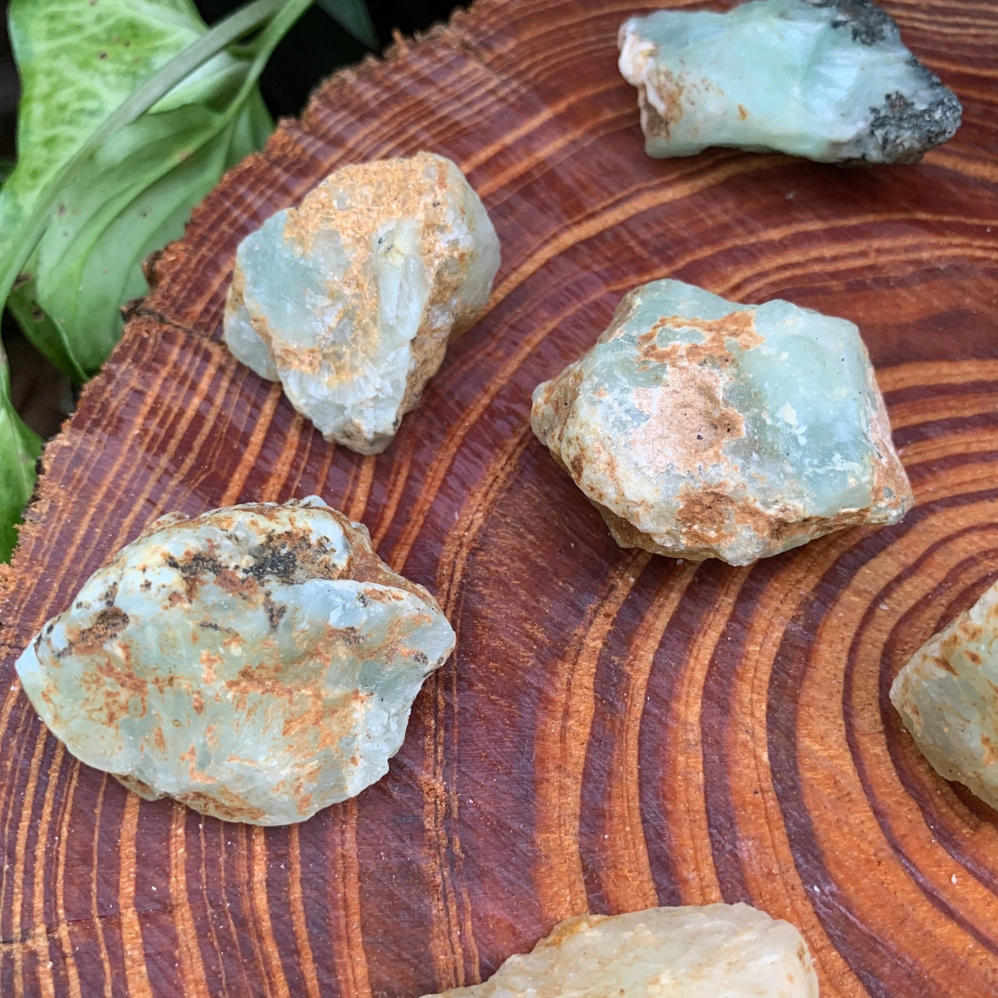 Full profile of Grade A Prehnite raw ready to ship from Beyond Bohemian