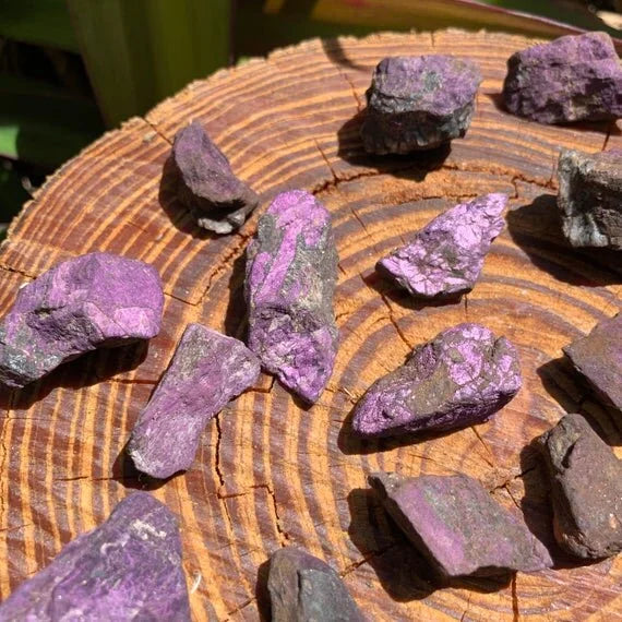 Full profile of Grade A Purpurite raw ready to ship from Beyond Bohemian