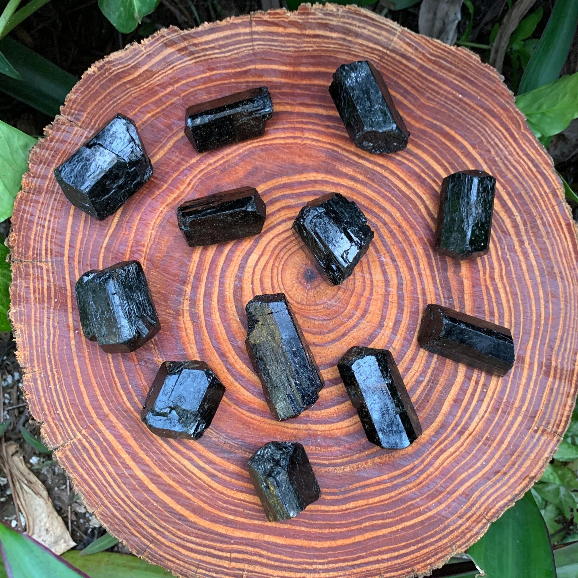 Base detail of Grade AA Black Tourmaline raw
