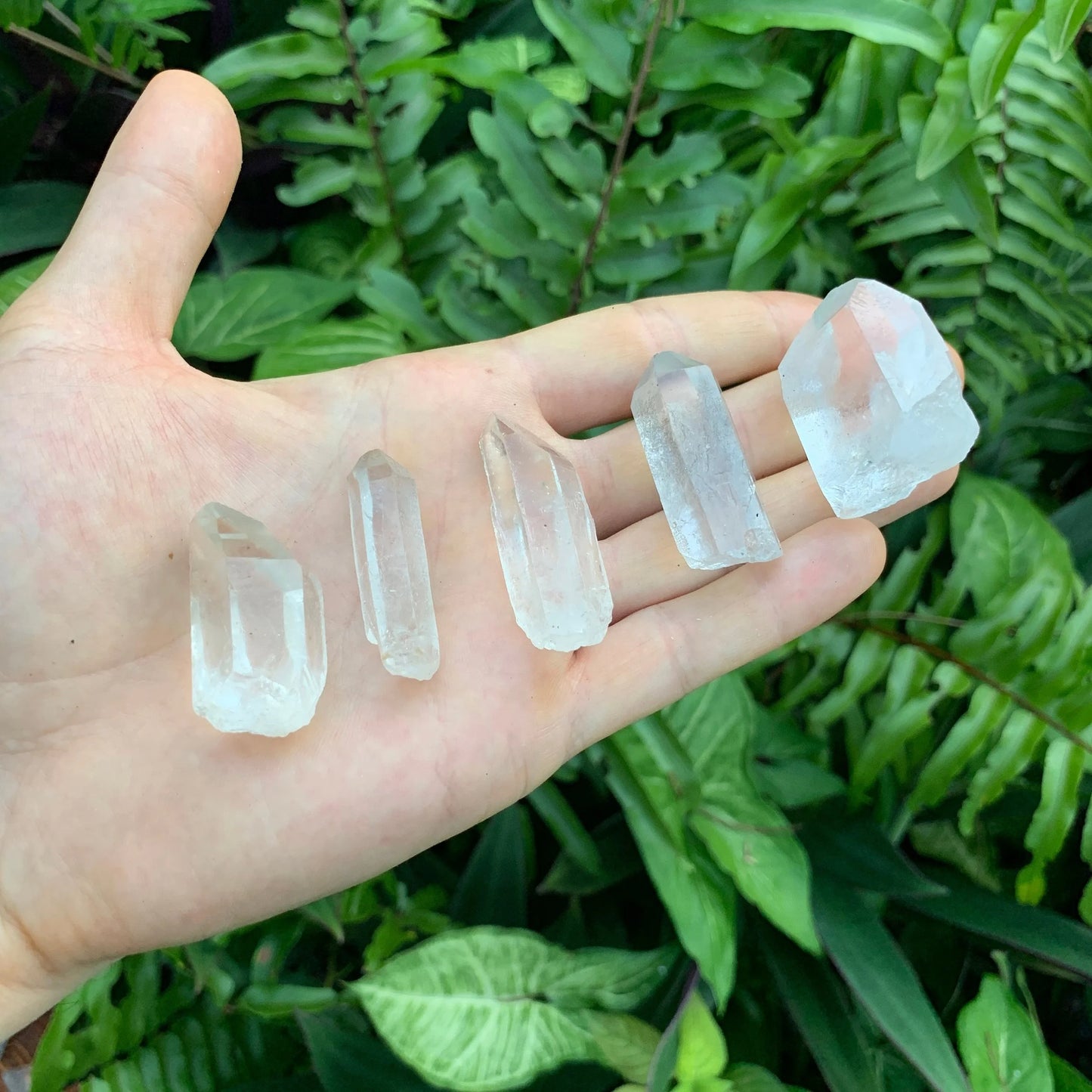 Back view of Grade A Clear Quartz point showing natural surface