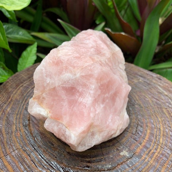 Back view of Grade AA Rose Quartz specimen showing natural surface