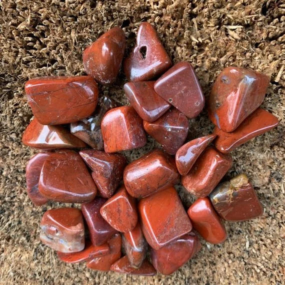 Full profile of Grade AA Red Jasper tumbled stone ready to ship from Beyond Bohemian