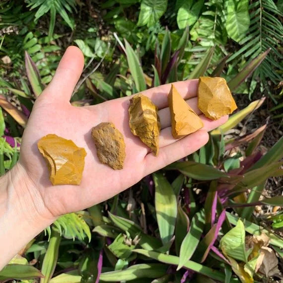 Full profile of Grade AA Yellow Jasper raw ready to ship from Beyond Bohemian