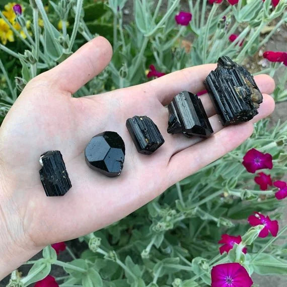 Black Tourmaline raw crystals from Madagascar, Black stones for Stress Relief
