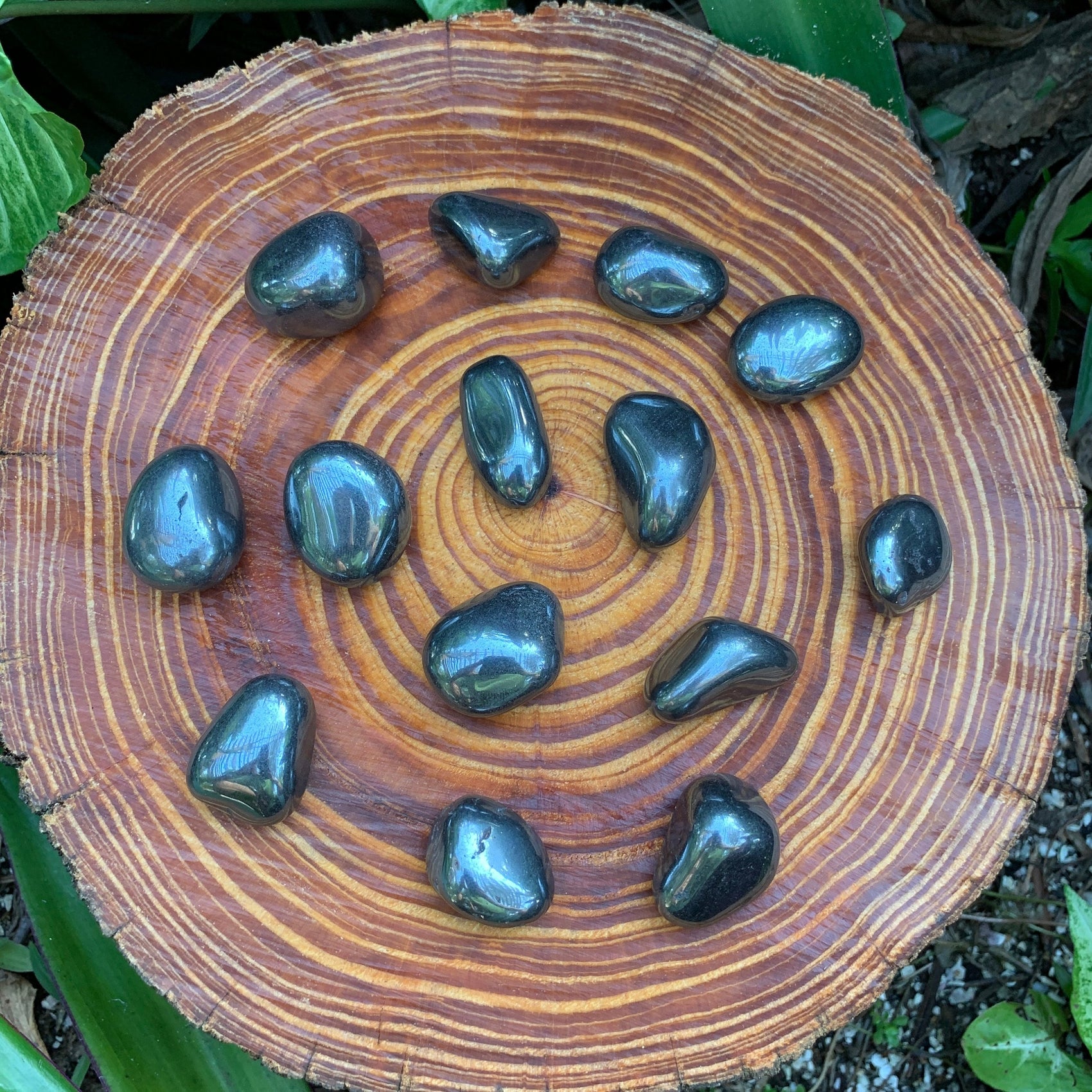 Hematite tumbled stone from Brazil with Gray, Black color, polished finish for mindful calm
