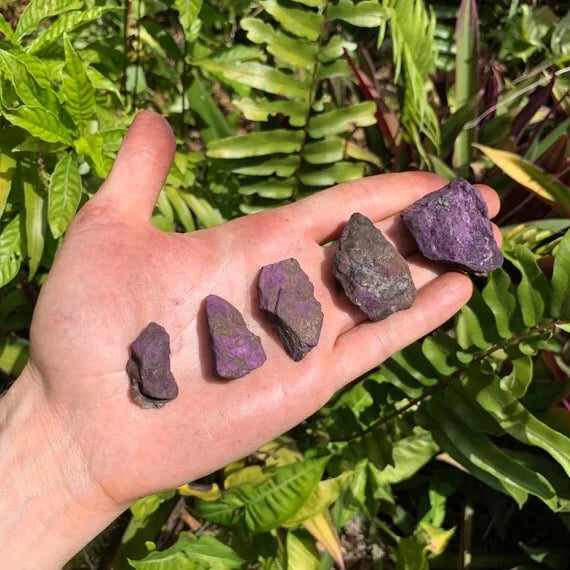 Full profile of Grade A Purpurite raw ready to ship from Beyond Bohemian