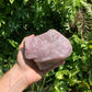 Top angle of Rose Quartz specimen, showing tight grain.