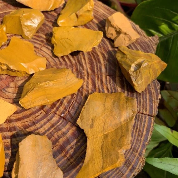 Full profile of Grade AA Yellow Jasper raw ready to ship from Beyond Bohemian