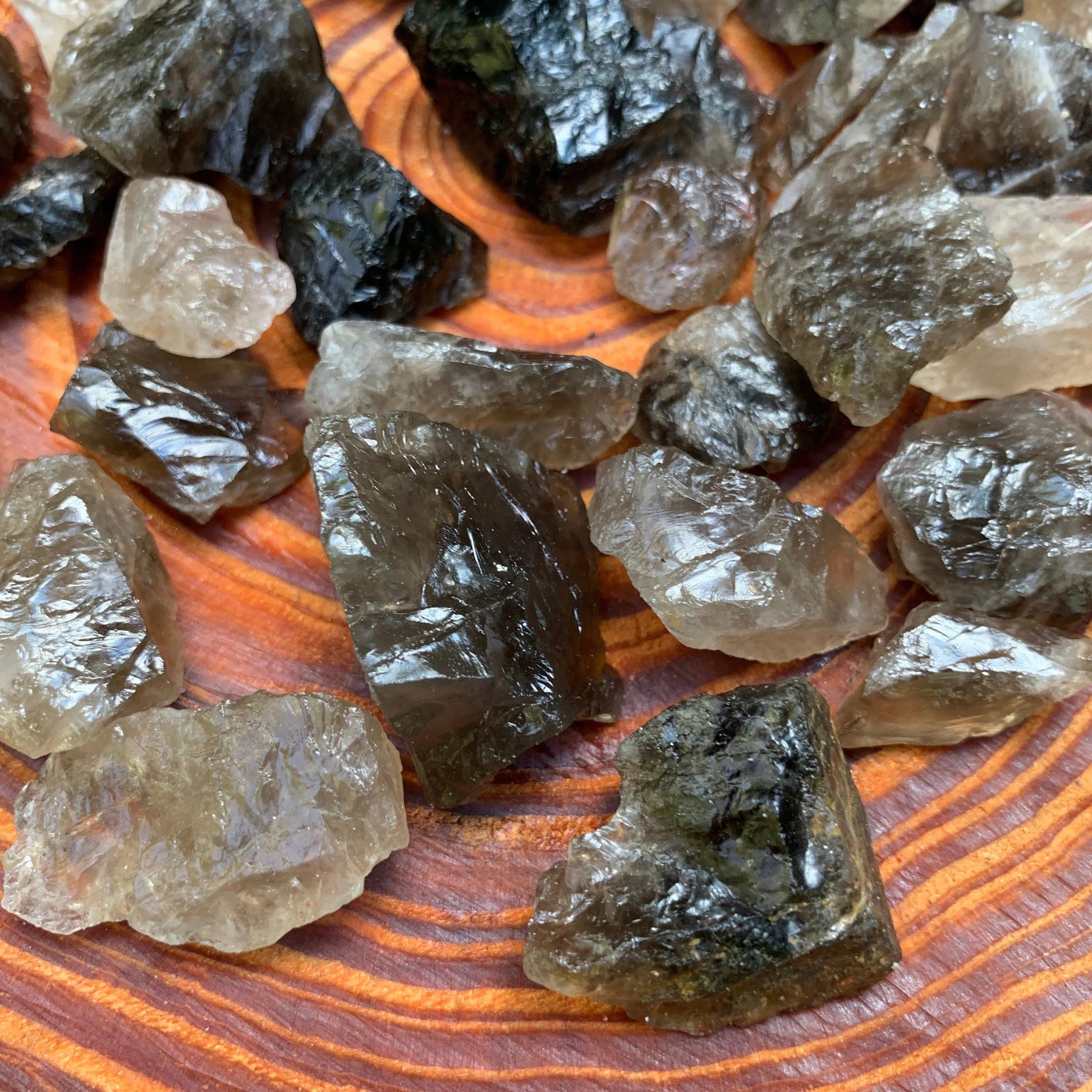 Full profile of Grade AA Smoky Quartz raw ready to ship from Beyond Bohemian
