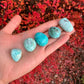 Full profile of Grade A Chrysocolla tumbled stone ready to ship from Beyond Bohemian