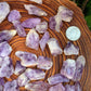 Color detail of Amethyst raw stone, from Anosy, Madagascar, often worked with for Stress Relief.