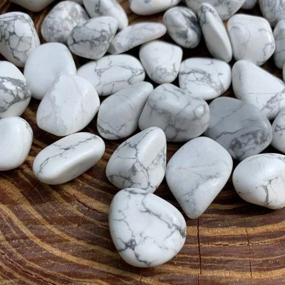 Full profile of Grade AA Howlite tumbled stone ready to ship from Beyond Bohemian