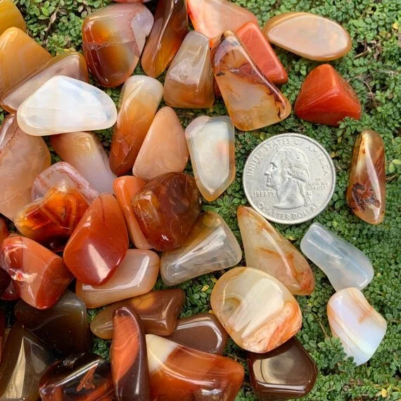 Full profile of Grade AA Carnelian tumbled stone ready to ship from Beyond Bohemian