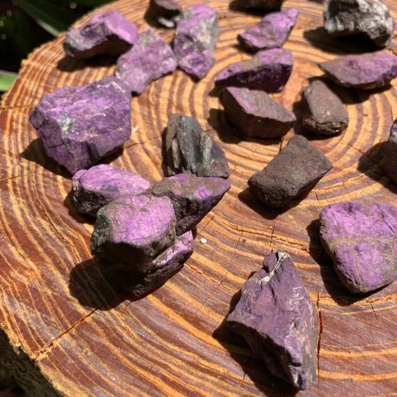 Full profile of Grade A Purpurite raw ready to ship from Beyond Bohemian